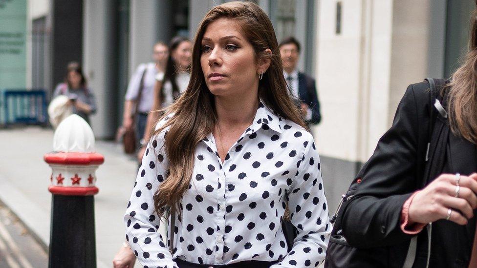 Former Coronation Street actress Nikki Sanderson leaves the High Court