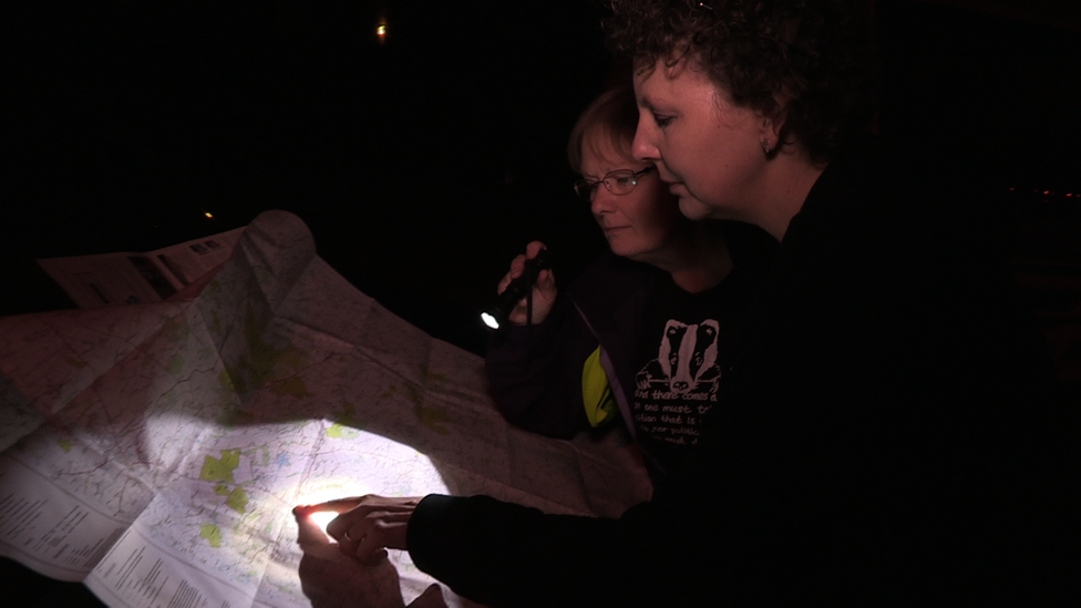 Jenny Pike looking at map