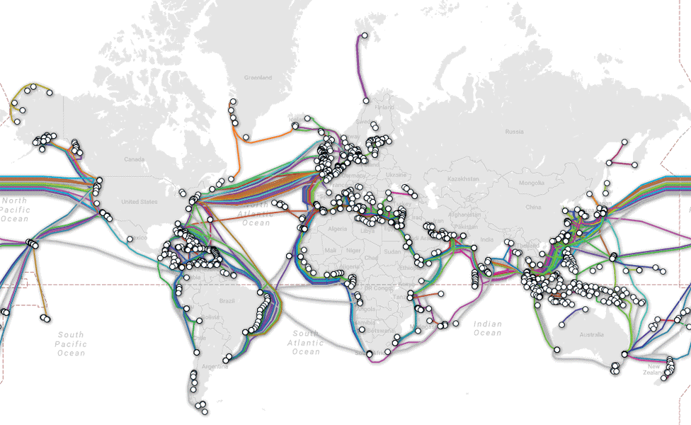 Map of the world's sub-marine cable network