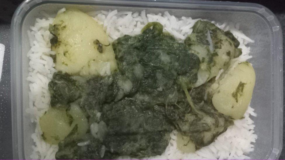 Spinach, potatoes and rice served to asylum seekers in an Essex hotel