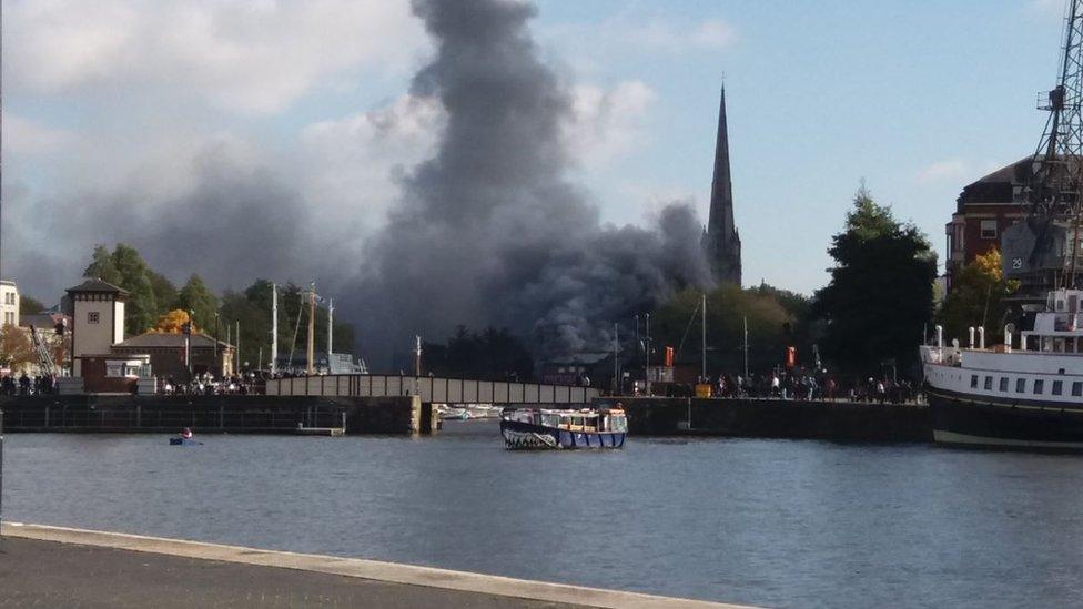 Smoke rising from building