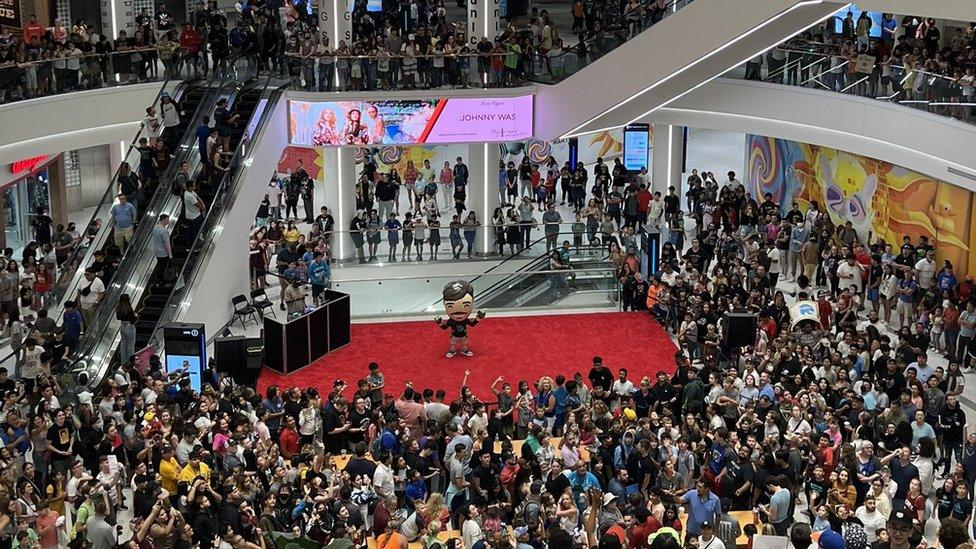 A shopping centre in the US seemingly packed with visitors