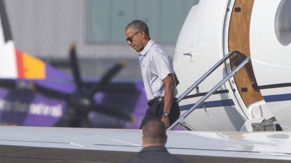 Barack Obama arrives in Edinburgh