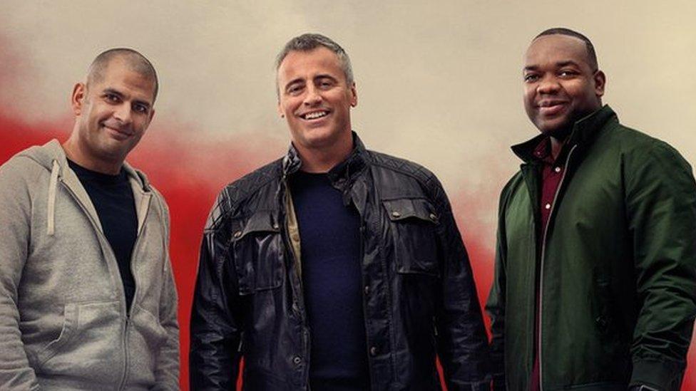 Top Gear hosts Chris Harris, Matt LeBlanc and Rory Reid