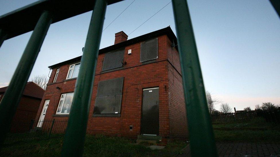 The boarded up home of Shannon Matthews