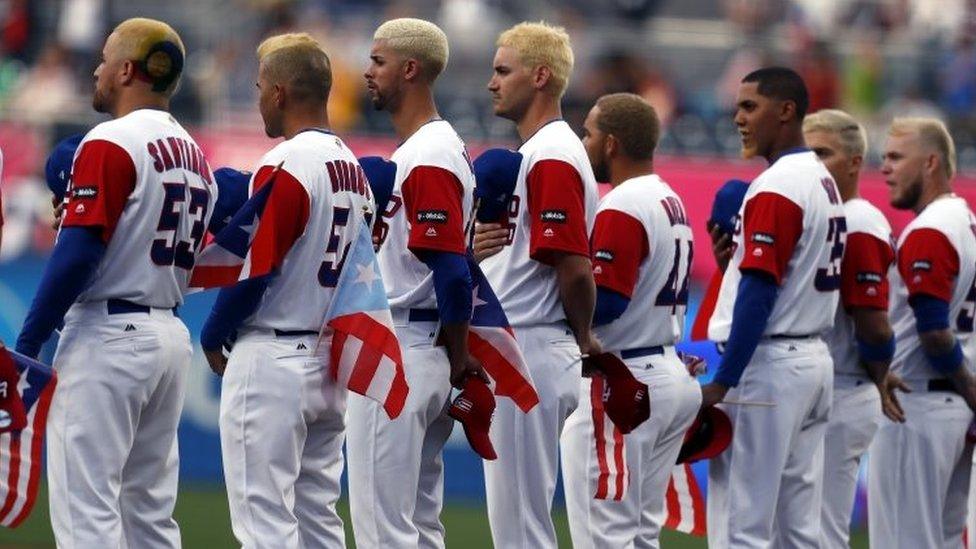 Puerto Rico team players with bleached hair and beards