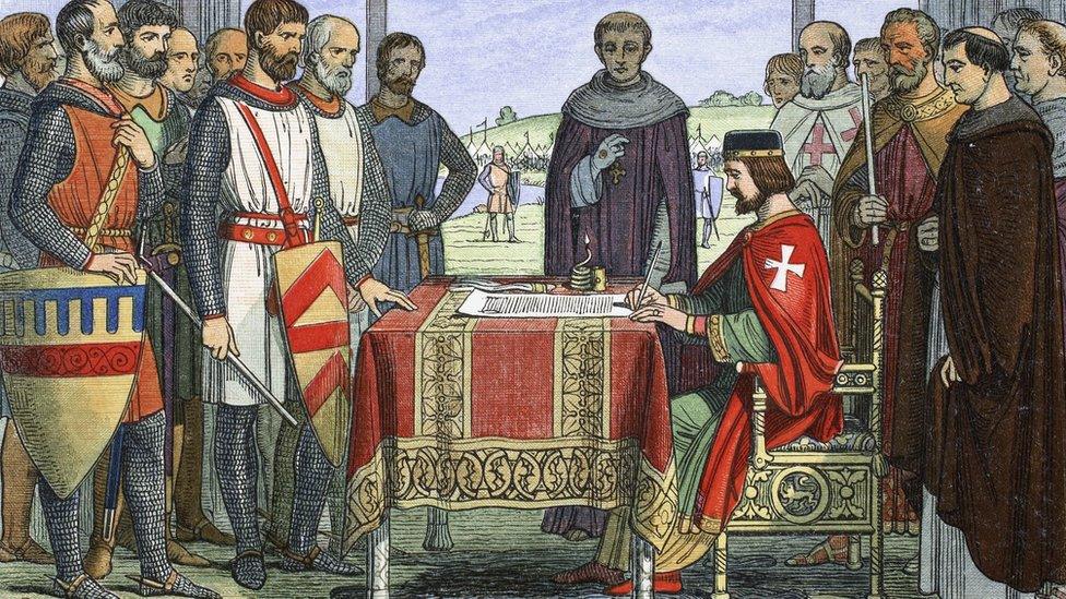 King John signs the Great Charter, as painted by James William Edmund Doyle in 1864