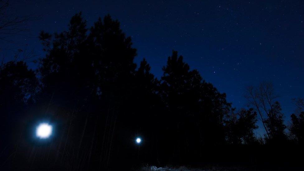 The group saw lights heading towards them