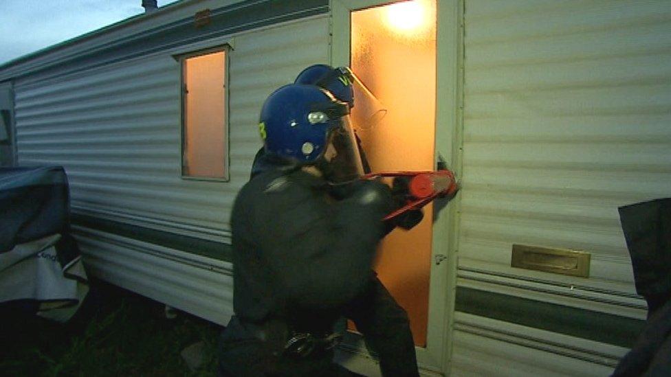 Police raid at a site in Cambridgeshire in September 2013