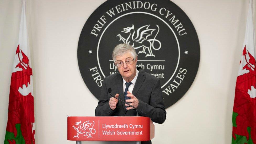 Mark Drakeford during a briefing in the Covid pandemic