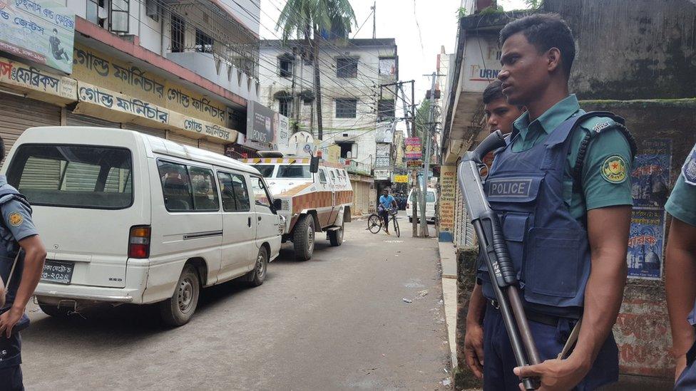 The police raid in Kalyanpur area, Dhaka, Bangladesh, 26 July 2016