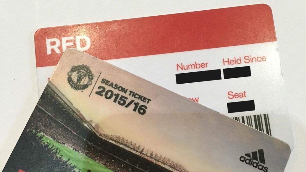 Manchester United season tickets that were sent to Precious Efford