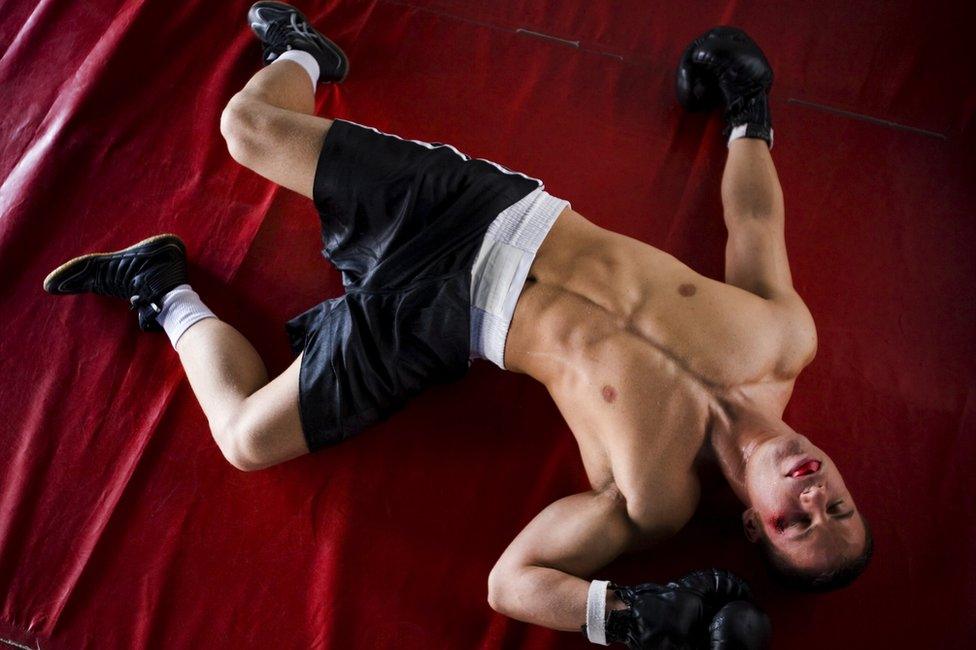 boxer lying on his back