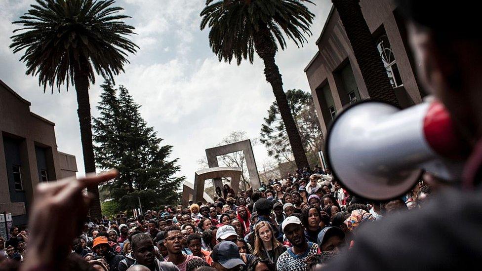 University of the Witwatersrand students demonstrate against fee increases.