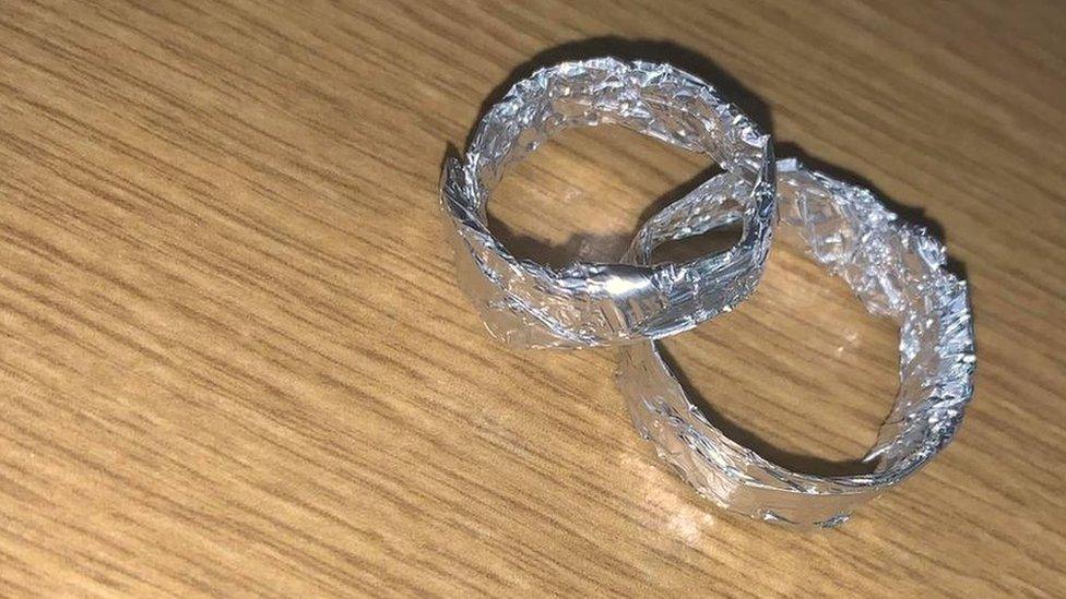 Foil wedding rings