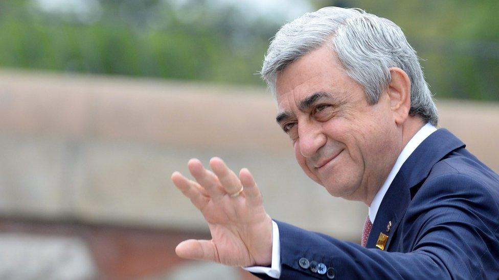 Armenia's then President Serzh Sargsyan arrives for the second day of Nato Summit in Warsaw, Poland, 9 July 2016