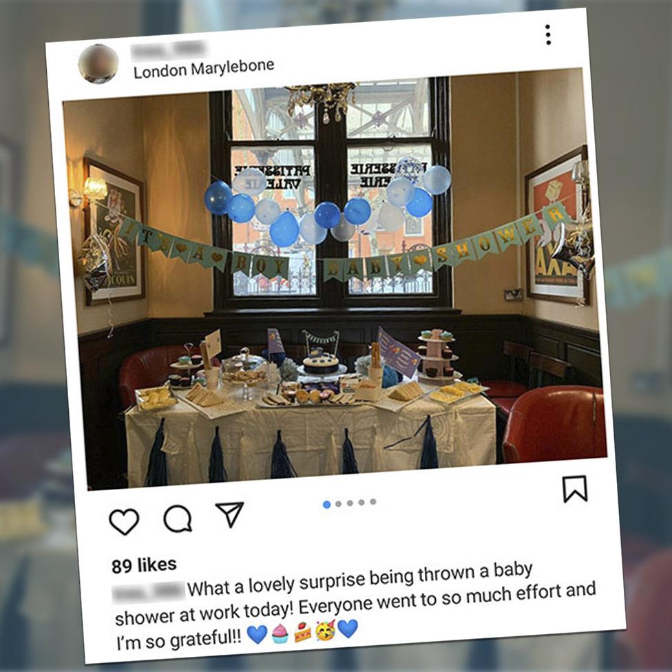 Instagram post of the alleged baby shower with the caption it was a "lovely surprise"