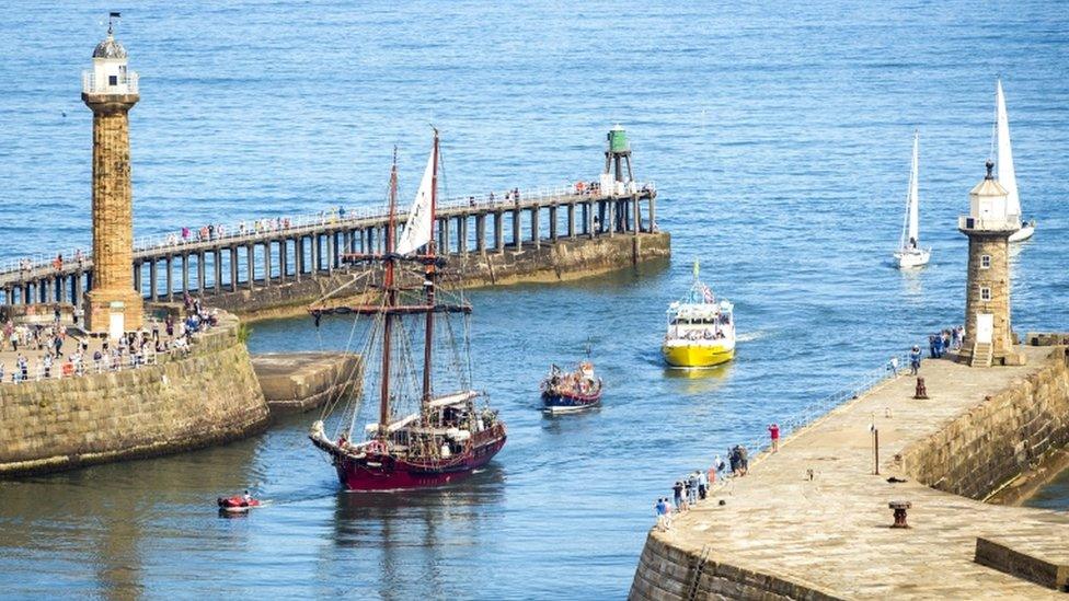 Whitby's piers during Captain Cook festival