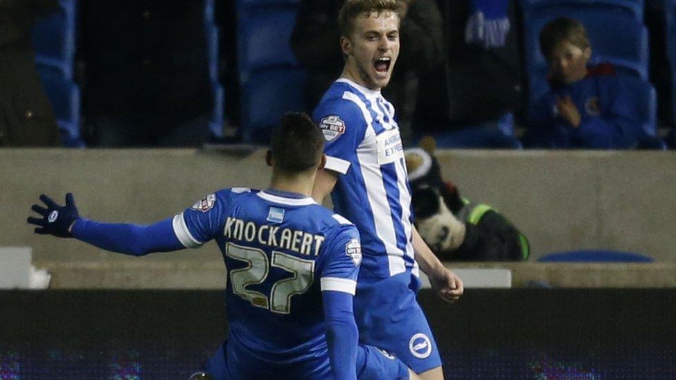 Anthony Knockaert and James Wilson celebrate Brighton's opening goal