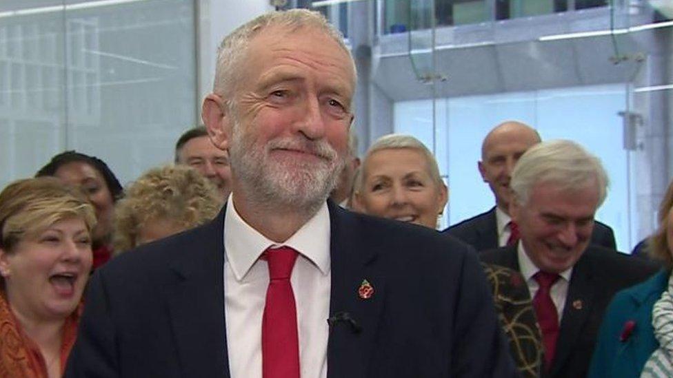 Jeremy Corbyn surrounded by Labour MPs