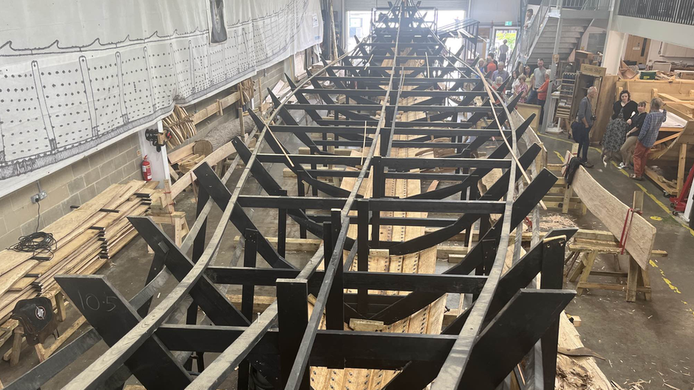 A replica of the Sutton Hoo burial ship