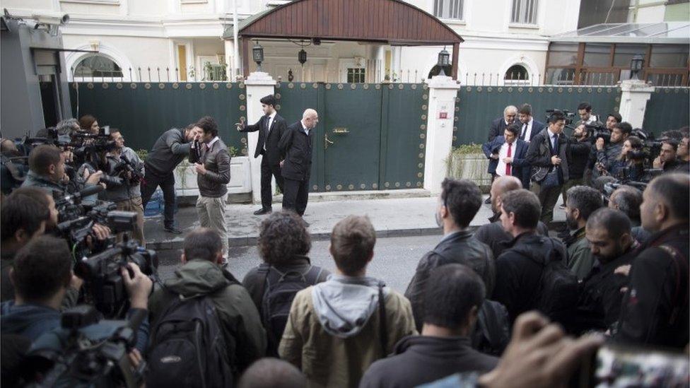 Turkish forensic police arrive to search the Saudi consul's residence in Istanbul following the disappearance of Saudi journalist, Jamal Khashoggi, 16 October 2018