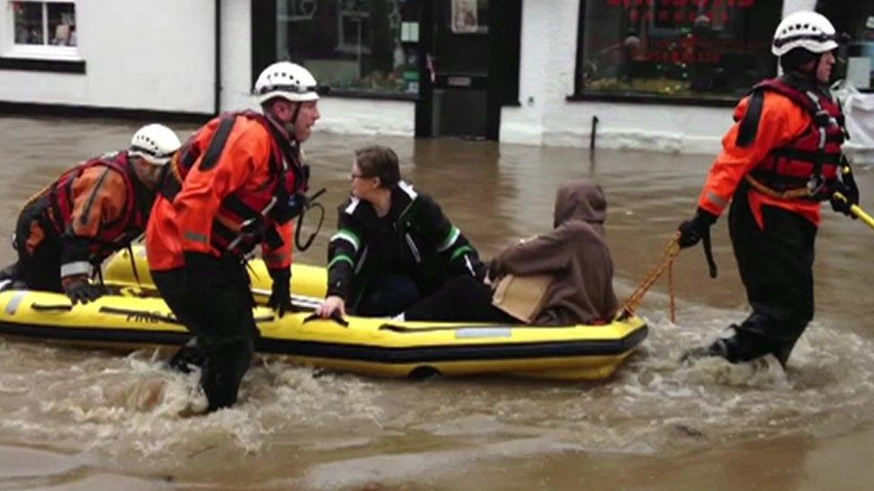 People being pulled along in a boat