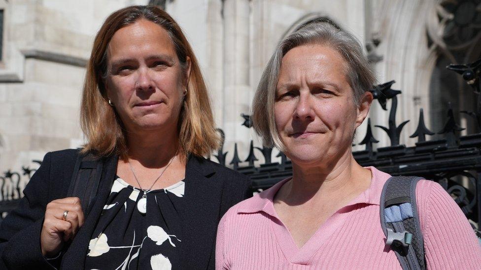 Sarah Osborne pictured outside the High Court with her partner