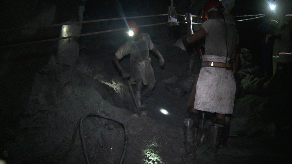 Miners at work in Tanzanite One