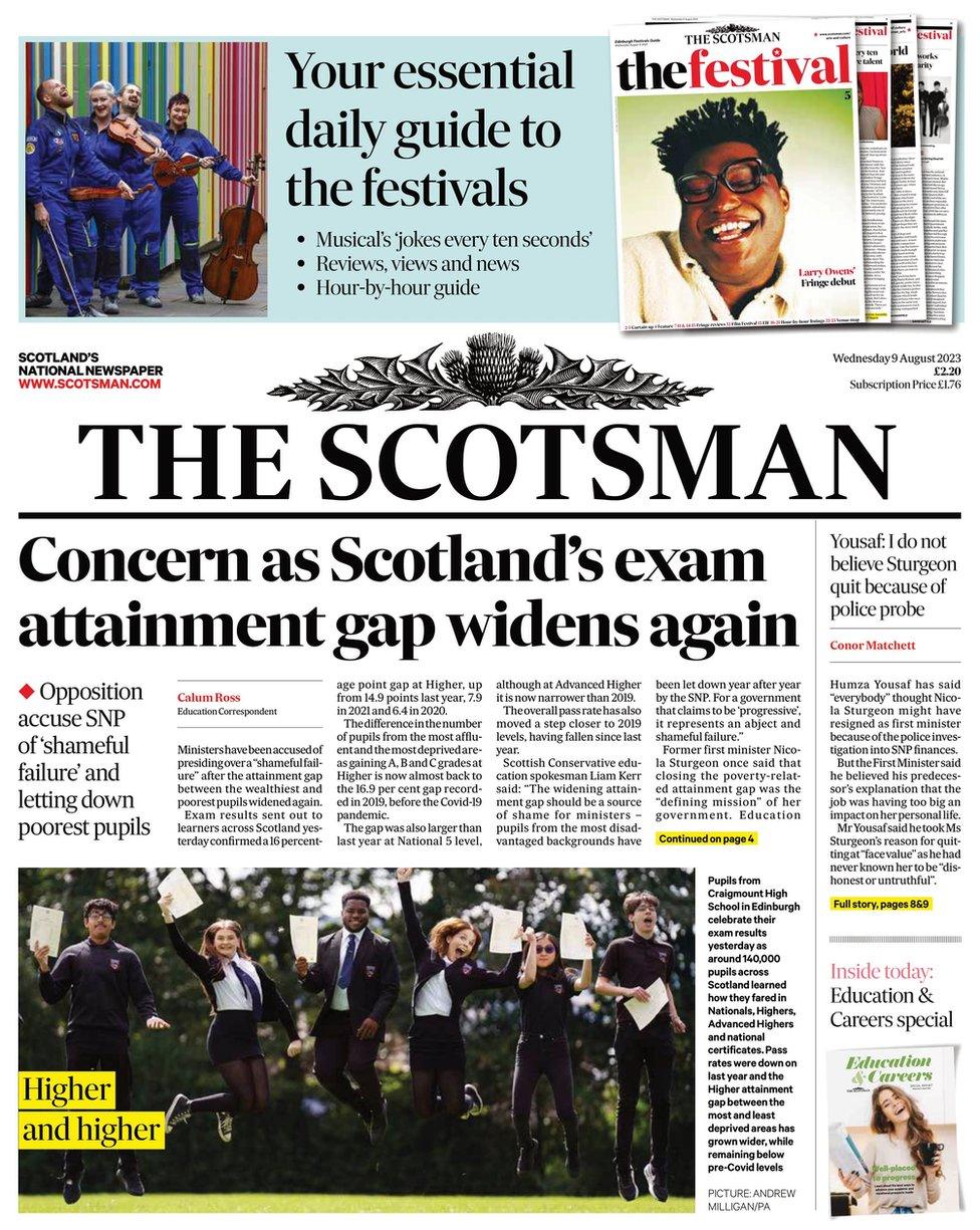Scotland s papers Attainment gap widens and government spending probe BBC News