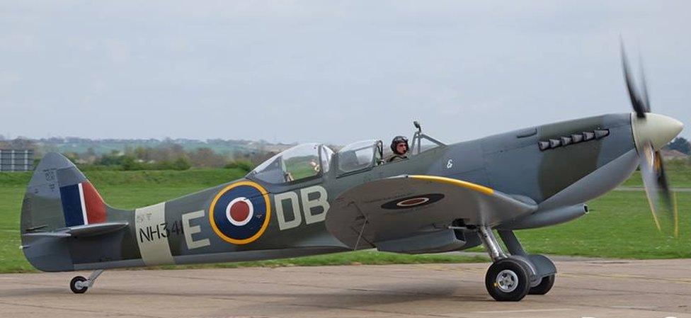 Spitfire on ground at Duxford