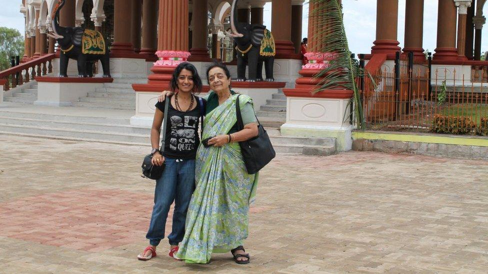 Ashitha Nagesh and her late grandmother pictured in Karnataka in 2012