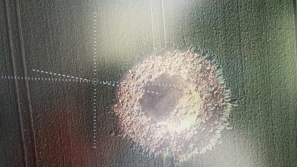 Crater in field in Germany