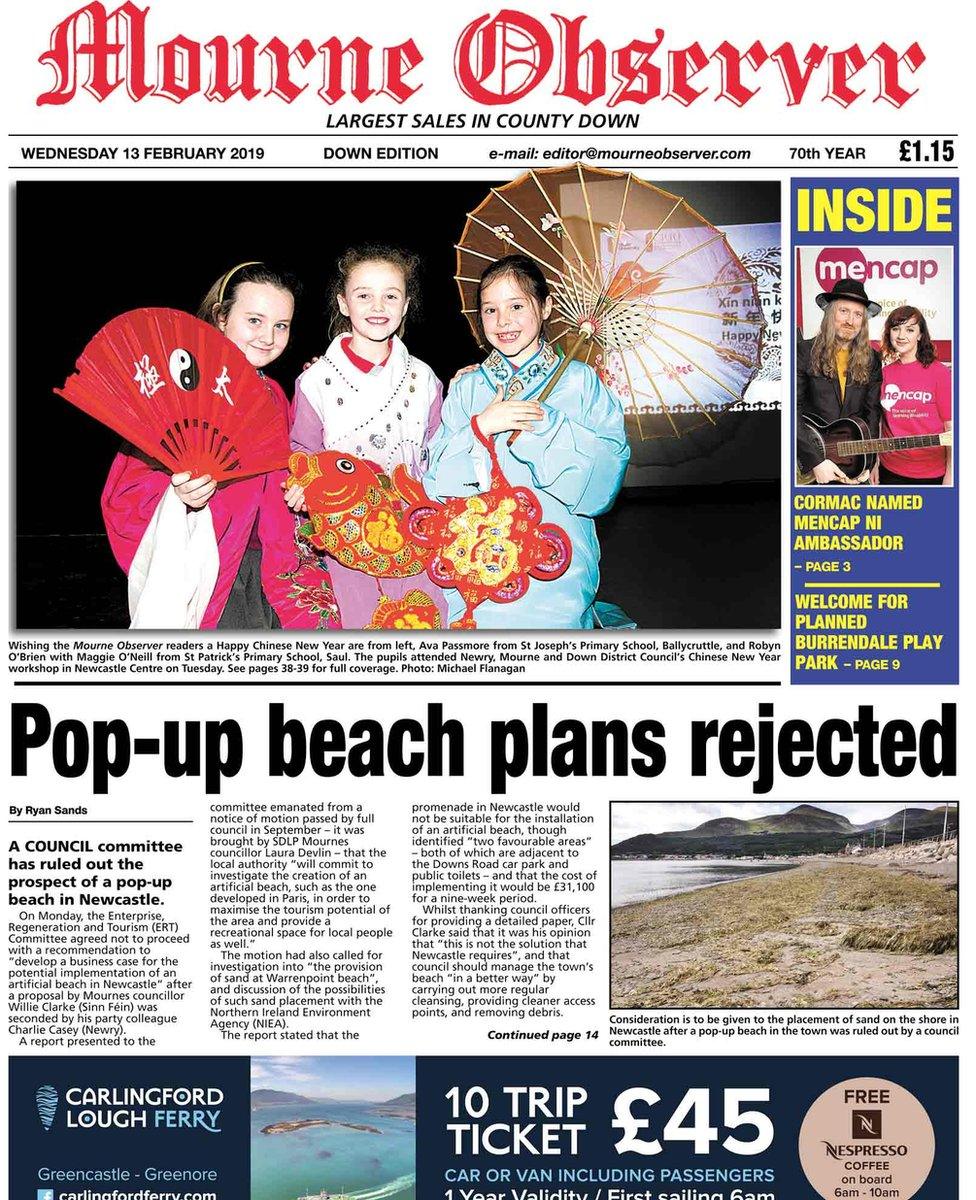 front page Mourne Observer Wednesday 13 February 2019