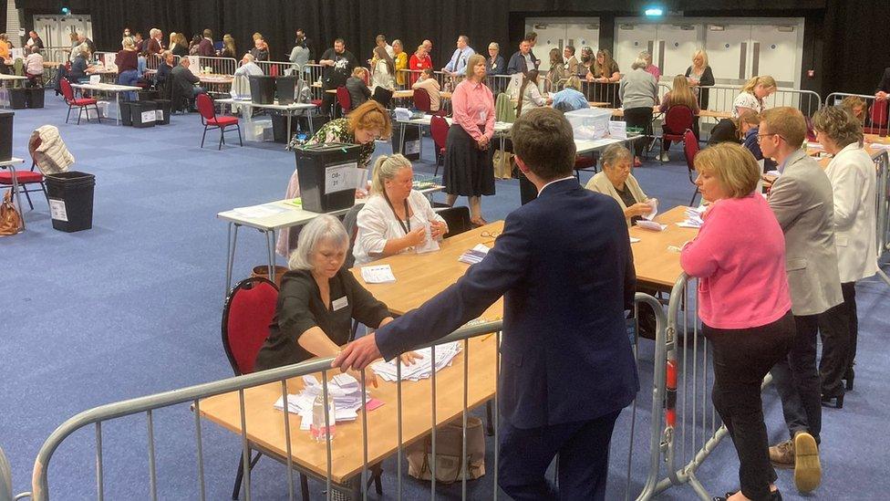 People gathered for vote counting