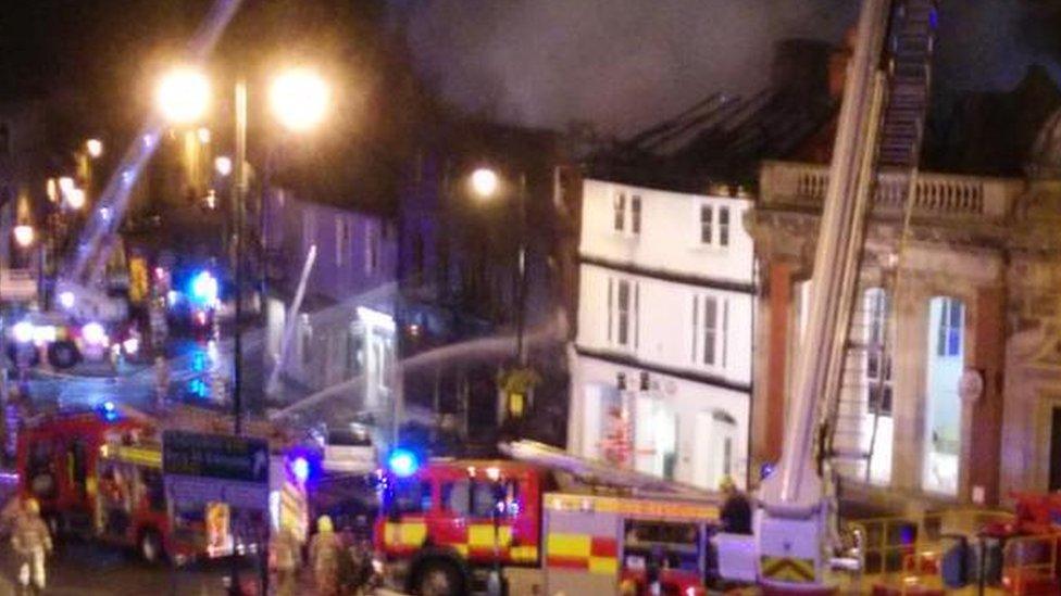 Firefighters tackling a blaze in Sudbury