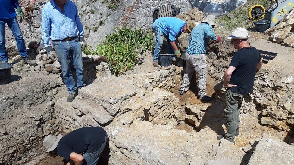 People digging at the Alderney site