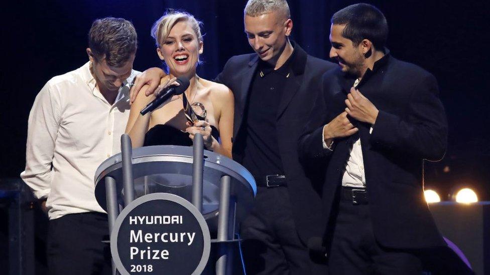 Wolf Alice collecting their Mercury Prize