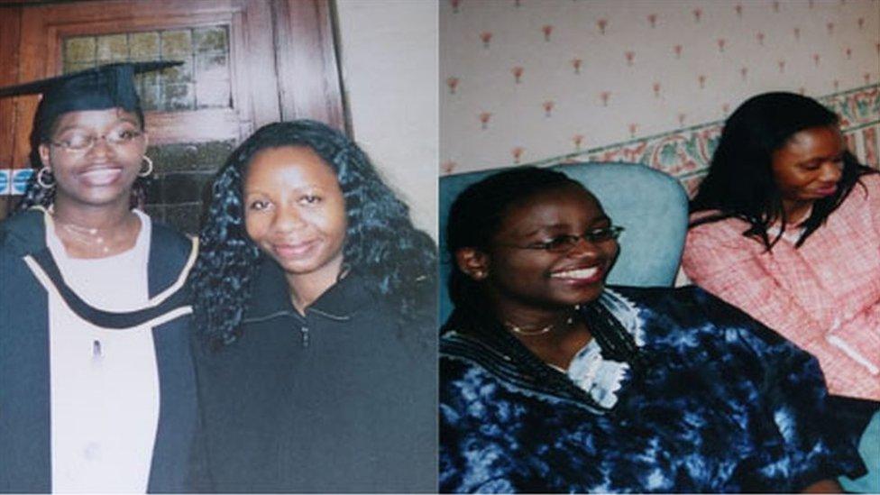 Two pictures of Bamidele and her sister Titi