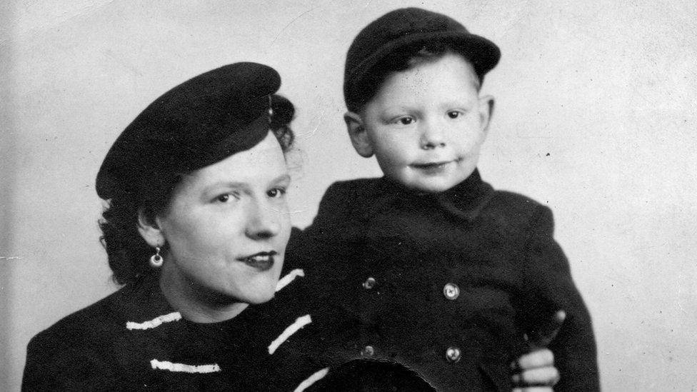 Tom Matthews as a child with his mother