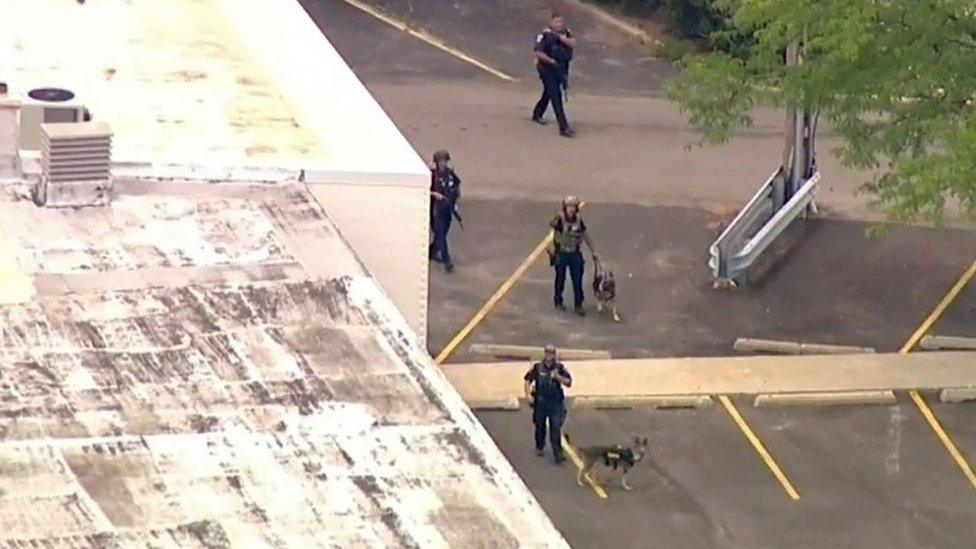 Police searching a car park