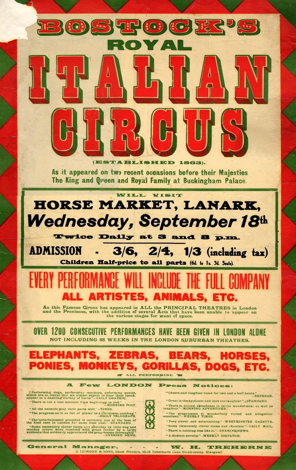 Royal Italian Circus visits Lanark 1929