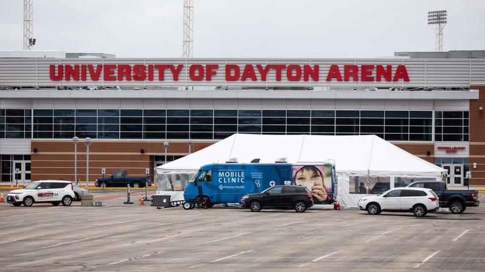 A drive-by clinic set up in Daytona, Ohio