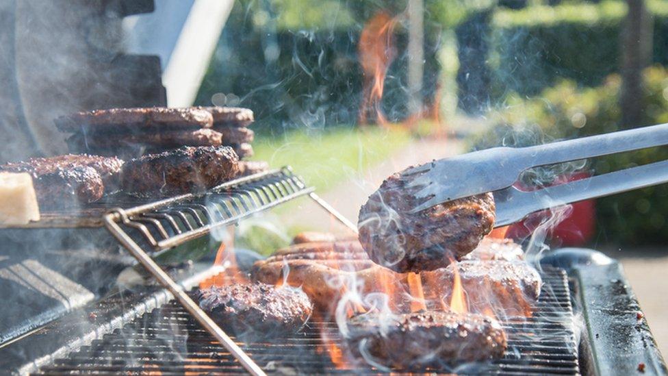 Burgers on a bbq