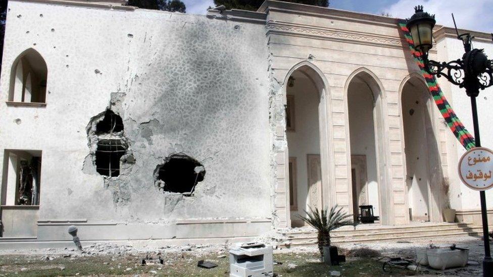 A war damaged compound in Tripoli, Libya (15 March 2017)