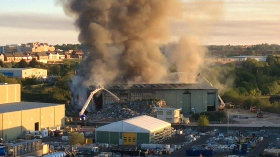 Smoke from the fire could be seen for miles around