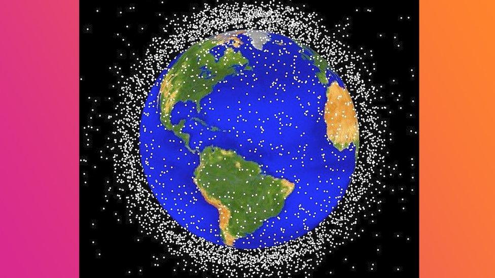 graphical representation of space debris in low Earth orbit