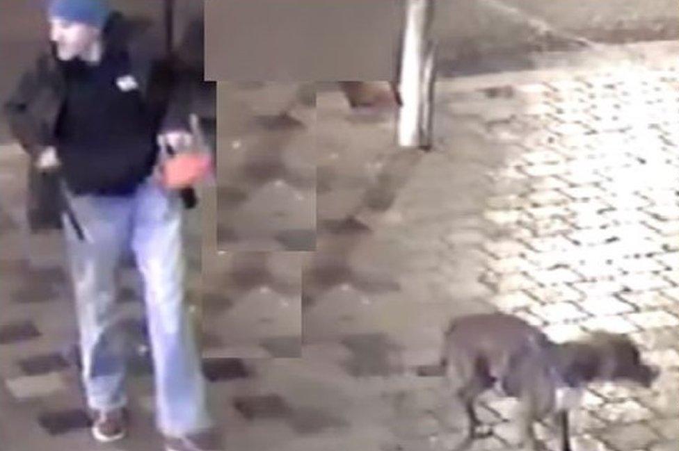 CCTV image of man man and his dog