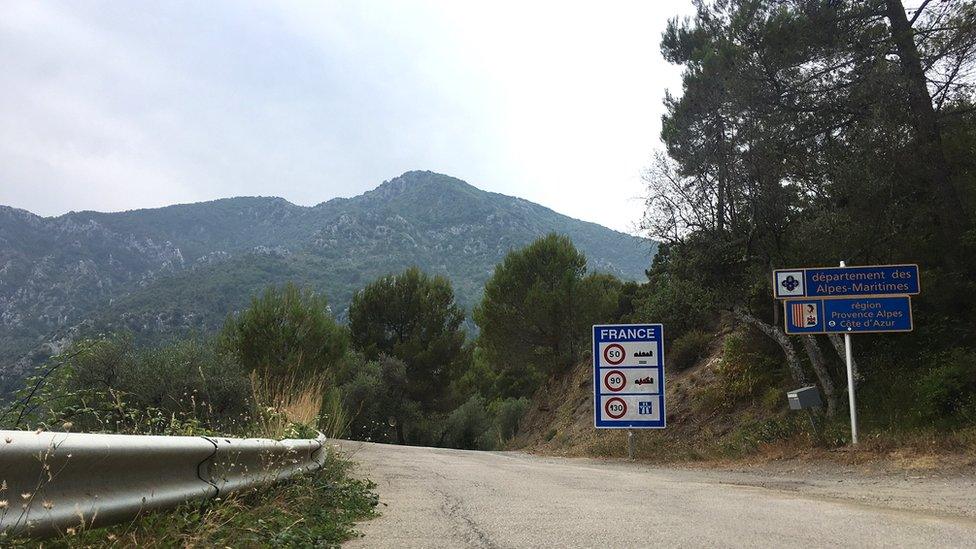 One of the back country roads into France