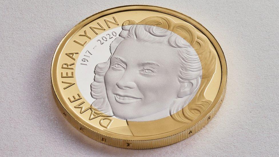 The reverse design of the £2 coin design features a detailed portrait of Dame Vera